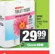Spar SPAR Mini Toilet Rolls 1 Ply 9s offer