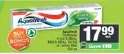 Spar Aquafresh Toothpaste Fresh & Minty, Mild & Minty, Herbal or Lemon Mint 100 ml offer