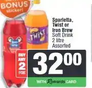 Spar Sparletta, Twist or Iron Brew Soft Drink 2 litre Assorted - Buy 2 for offer