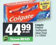 Spar Colgate Regular Toothpaste Value Pack 2 x 100 ml offer