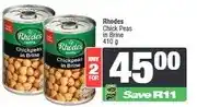 Spar Rhodes Chick Peas in Brine 410 g (Buy 2) offer