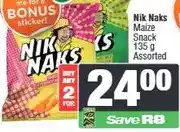 Spar Nik Naks Maize Snack 135 g Assorted (Buy any 2) offer