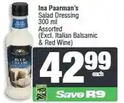 Spar Ina Paarman's Salad Dressing 300 ml Assorted offer