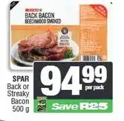 Spar SPAR Back or Streaky Bacon 500 g offer