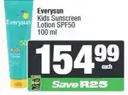 Spar Everysun Kids Sunscreen Lotion SPF50 100 ml offer