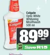 Spar Colgate Optic White Whitening Mouthwash 500 ml offer