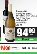 Spar Diemersdal Sauvignon Blanc, Merlot Cabernet Sauvignon, Sauvignon Rosé or Unwooded Chardonnay 750 ml offer