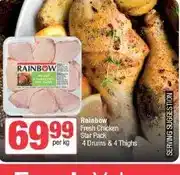 Spar Rainbow Fresh Chicken Star Pack 4 Drums & 4 Thighs per kg offer