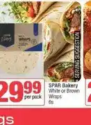 Spar SPAR Bakery White or Brown Wraps 6s offer