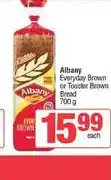 Spar Albany Everyday Brown or Toaster Brown Bread 700 g offer