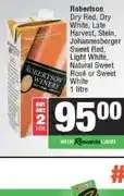 Spar Robertson Winery Dry Red, Dry White, Late Harvest, Stein, Johannesberger Sweet Red, Light White, Nat offer