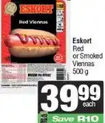 Spar Eskort Red or Smoked Viennas 500 g offer