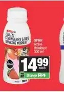 Spar SPAR Active Breakfast Low Fat Strawberry & Oats Drinking Yoghurt 300 ml offer