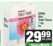 Spar SPAR Mini Toilet Tissue 1-ply 9s offer