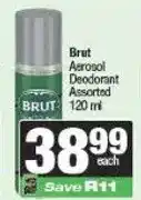 Spar Brut Aerosol Deodorant Assorted 120 ml offer