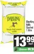 Spar Darling Fresh Full Cream Milk Sachet 1 litre offer