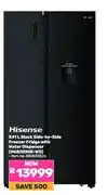 Game Hisense 541 L Black Side-by-Side Freezer Fridge with Water Dispenser (H680SMIB-WD) offer