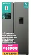 Game Hisense 541 L Side-by-Side Freezer Fridge with Water Dispenser (H680SIT-WD) offer