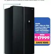 Game HAIER 585 L Side-by-Side Freezer Fridge with Water Dispenser (HRF-768VNWGBL) offer