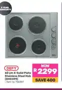 Game 60 cm 4-Solid Plate Stainless Steel Hob (DHD399) offer