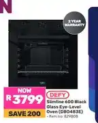Game Defy Slimline 600 Black Glass Eye-Level Oven (DBO483E) offer