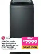 Game LG 18 kg Top Loader Washing Machine with Smart Inverter (T18V1NDHT2) offer