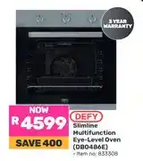 Game Defy Slimline Multifunction Eye-Level Oven (DBO486E) offer