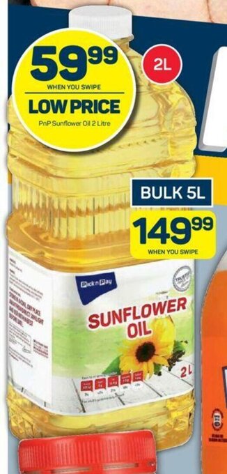 Pick n Pay PnP Sunflower Oil 2 Litre offer