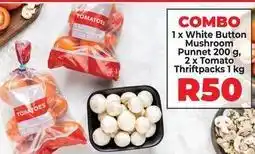 Food Lover's Market White button mushroom punnet and tomato thriftpacks offer