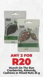 Food Lover's Market Munch on the run cranberries, almonds, cashews or mixed nuts 35 g offer