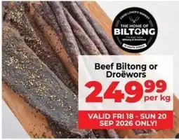 Food Lover's Market Beef Biltong or Droëwors offer