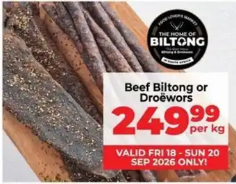Beef Biltong or Droëwors