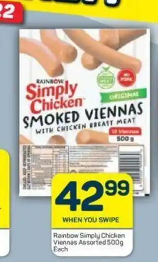 Pick n Pay Rainbow Simply Chicken Veinnas Assorted 500g each offer