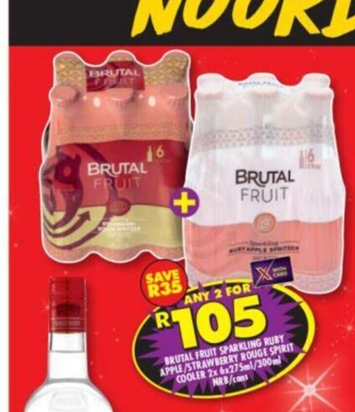 Brutal Fruit Sparkling Ruby Apple / Strawberry Rouge Spirit Cooler 2 x