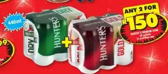 Shoprite Hunter's Premium Cider All Variants 2x 6x440ml cans offer