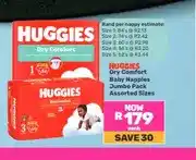 Game Huggies Dry Comfort Baby Nappies Jumbo Pack Assorted Sizes offer