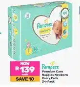 Game Pampers Premium Care Nappies Newborn Carry Pack 34-Pack offer