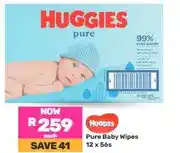 Game Huggies Pure Baby Wipes 12 x 56s offer