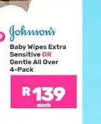 Game Johnson's Baby Wipes Extra Sensitive OR Gentle All Over 4-Pack offer