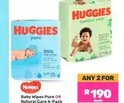Game Huggies Baby Wipes Pure OR Natural Care 4-Pack offer