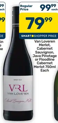 Pick n Pay Hypermarket Van Loveren Merlot, Cabernet Sauvignon, Java Pinotage or Floodline Cabernet Merlot offer