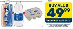 Pick n Pay Hypermarket Blue Ribbon Classic White Sliced Bread, PnP Full Cream or Low Fat Fresh Milk and PnP no name Eggs Large offer