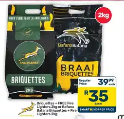 Pick n Pay Hypermarket Briquettes + FREE Fire Lighters 2kg or Bafana Bafana Briquettes + Fire Lighters 2kg offer