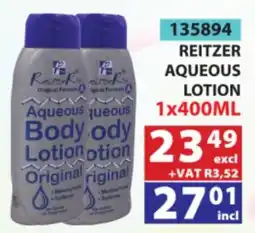 Arrow Cash And Carry Reitzer aqueous body lotion offer