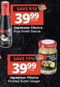 Checkers Japanese Choice Soja Sushi Sauce offer