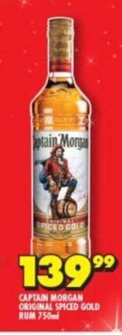 Shoprite Captain Morgan Original Spiced Gold Rum 750ml offer