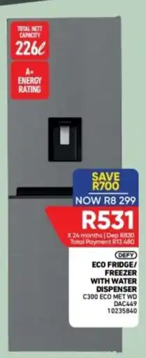 Furnmart DEFY ECO FRIDGE/FREEZER WITH WATER DISPENSER offer