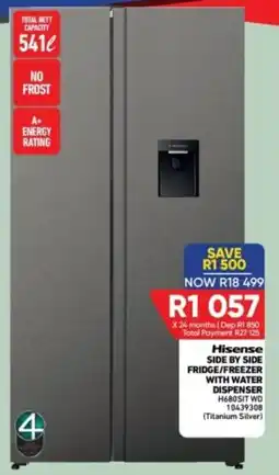 Furnmart Hisense SIDE BY SIDE FRIDGE/FREEZER WITH WATER DISPENSER offer
