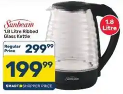 Pick n Pay Hypermarket Sunbeam 1.8 Litre Ribbed Glass Kettle offer