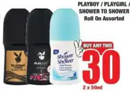 Boxer PLAYBOY / PLAYGIRL / SHOWER TO SHOWER Roll On Assorted offer